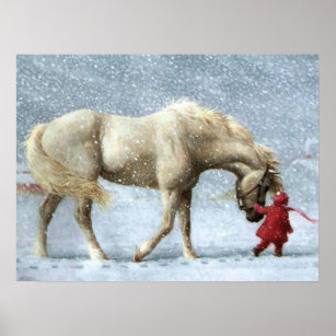 Poster de inverno para cavalos e raparigas