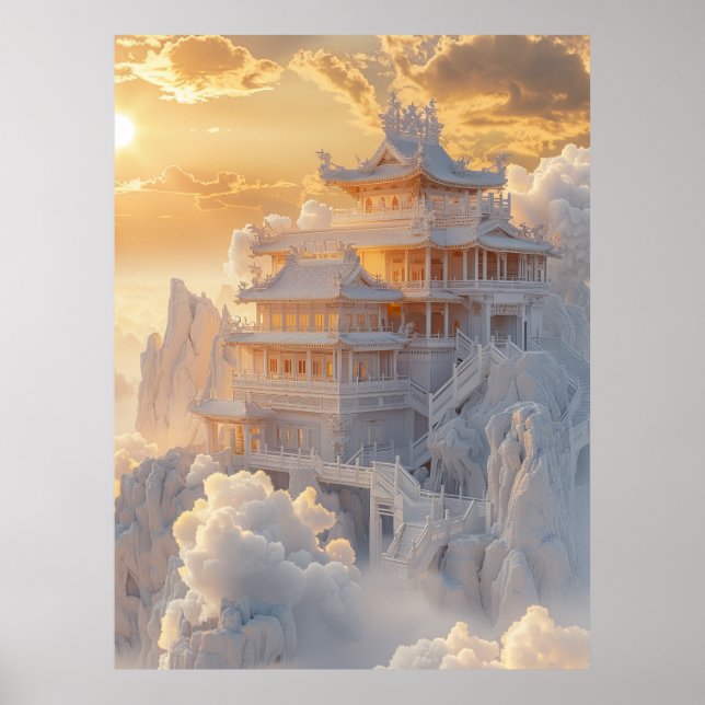 Poster de Jade Branco Elegante e Palácio Ouro (Frente)