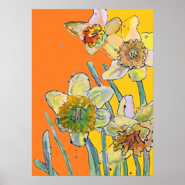 Poster de Jardim de Flores Amarelo-Analado (Frente)