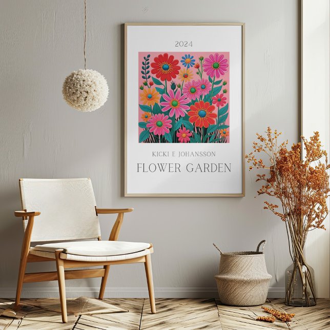 Poster de Jardim Rosa Flor (Flower Pink Garden Poster Mockup 1)