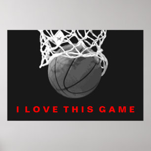 Poster de Jogo do Amor com Basquete Vermelho Negro