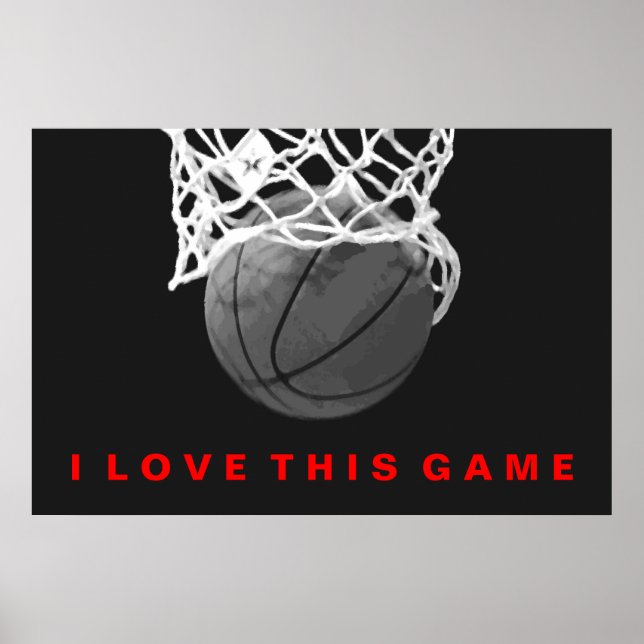 Poster de Jogo do Amor com Basquete Vermelho Negro (Frente)
