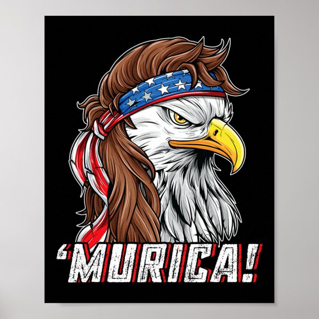 Poster De Julho Bald Eagle Mullet Murica Usa Usa Merica (Frente)