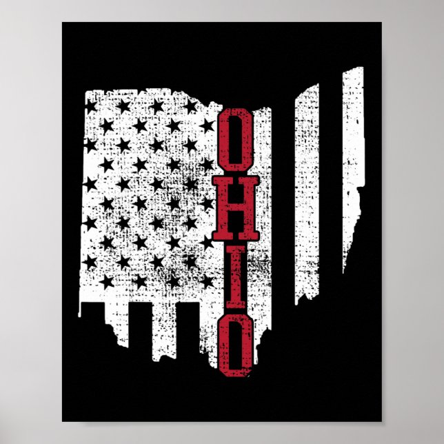 Poster De Julho Ohio Eua Flag States Vintage (Frente)