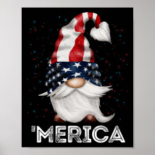 Poster De Julho Patriótico Gnomo Americano Sinalizador Co