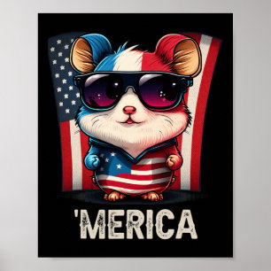 Poster De Julho Patriótico Hamster Merica