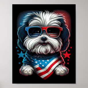 Poster De Julho Patriótico Havanese Dog Bandeira Us