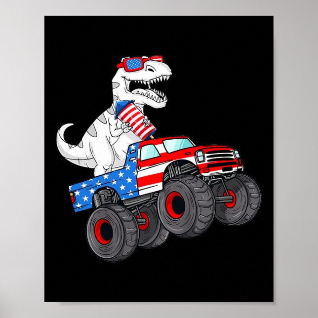 Poster De Julho T Rex Dino Trex Dinossaur Monster Fir (Frente)