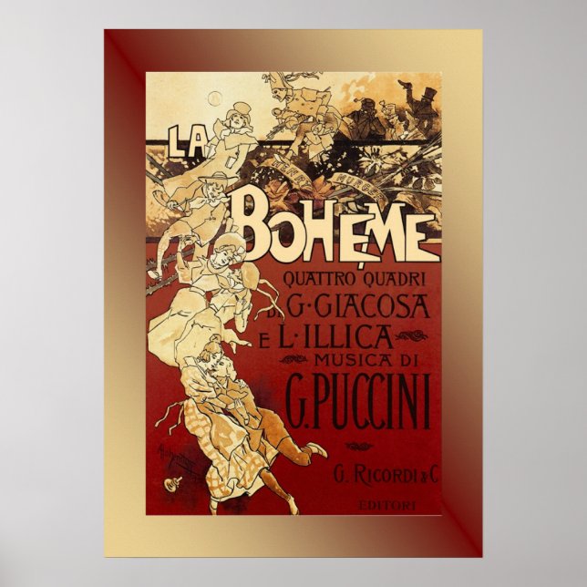 Poster de La Boheme ~ Puccini Opera 1896 com Fundo (Frente)