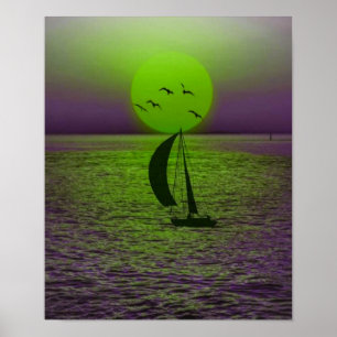 Poster de la puesta de sol con el mar