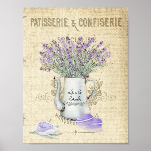 Pôster de Lavanda Francesa em Panela de Esmalte An (Frente)