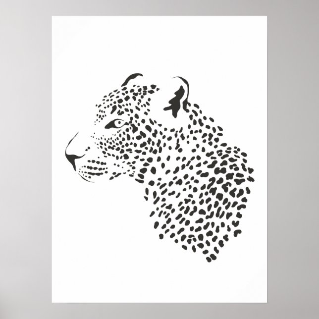 Poster de Leopardo Negro e Branco (Frente)