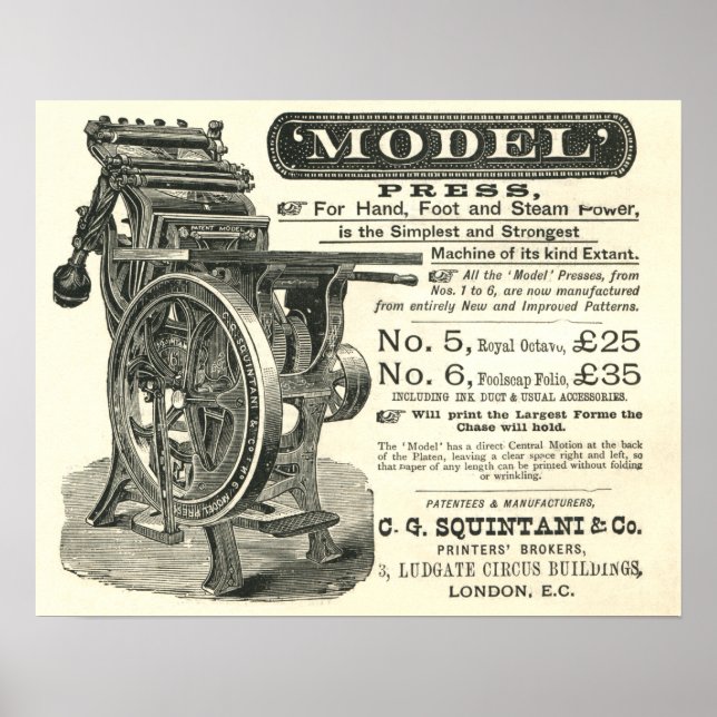 Poster de letterpress do Modelo Squintani (Frente)