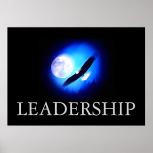 Poster de Liderança Motivacional Preta e Azul