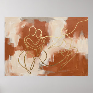 Pôster de Linha de Figura Abstrata Quente