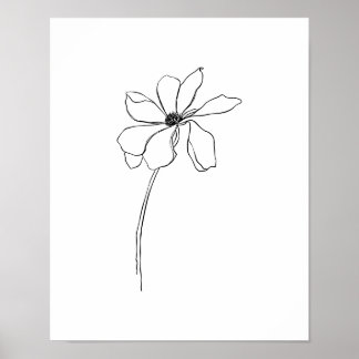 Poster de Linha de Flores Simples Modernas