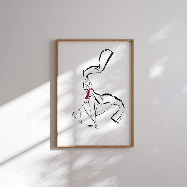 Poster de Linha de Tinta da Mulher de Dança Corean (Criador carregado)