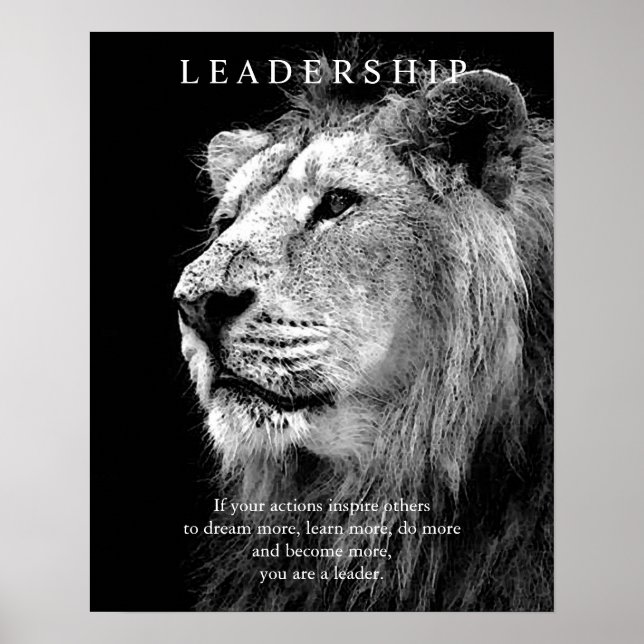 Poster de Lion de Liderança Motivacional de Tendên (Frente)