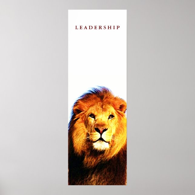 Poster de Lion de Liderança Motivacional Única (Frente)