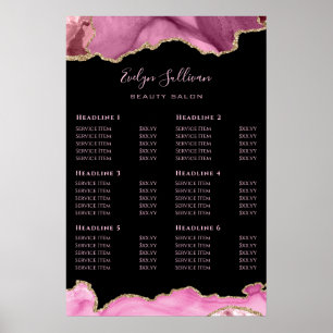 Poster de Lista de Preços de Aglomerado Rosa Quent