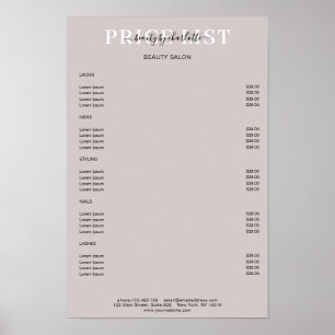 Poster de Lista de Preços de Cinza Moderna