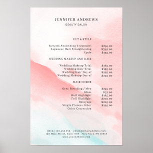 Poster de Lista de Preços de Cores Aquáticas