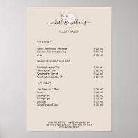 Poster de Lista de Preços de Flor de Diamante Mode