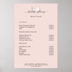Poster de Lista de Preços de Flor de Diamante Mode