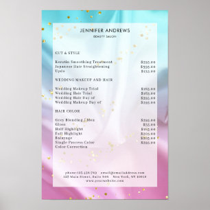 Poster de Lista de Preços do Salão Moderno, Pastel