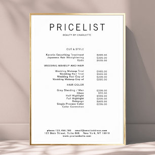 Poster de lista de preços moderna