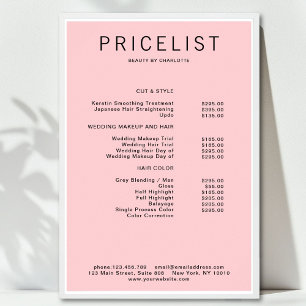 Poster de lista de preços moderna