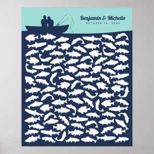 Poster de Livro de Convidados para Pesca - 100 Ass