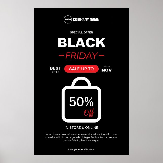 Poster de logotipo personalizado Black Friday (Frente)