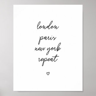 poster de "London Paris New York Repeat" | Rosa 8x