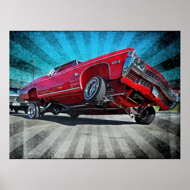 Poster de Lowrider Chevrolet Impala Vermelho 1968 (Frente)
