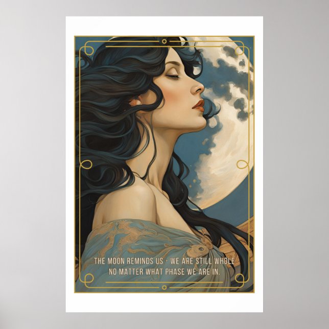 Poster de Lua e Mulher Gerada por AI Inspiracional (Frente)