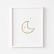 Poster de lua minimalista de aquarelas boho