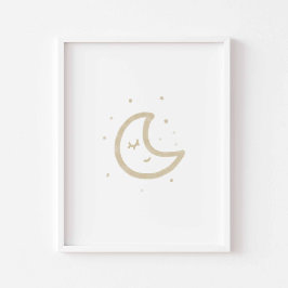 Poster de lua minimalista de aquarelas boho