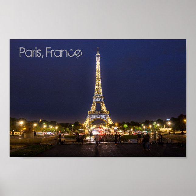 Poster de Luzes Noturnas em Torre Paris Eiffel (Frente)