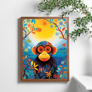 Poster de Macaco Colorido Bonito