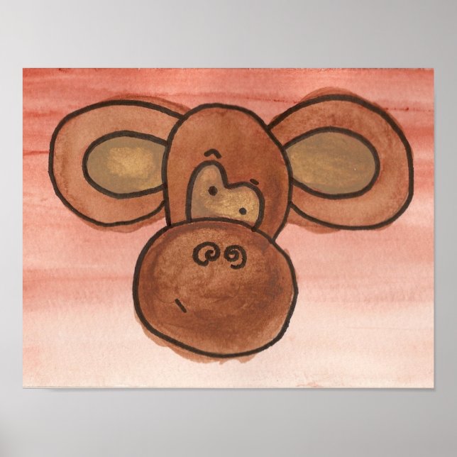 Poster de Macaco de Aquarela (Frente)