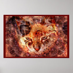 Poster de madeira do gato
