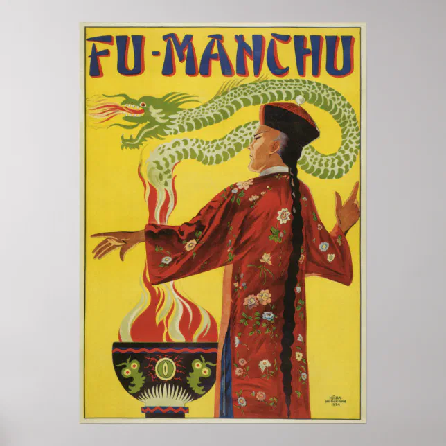 fu manchu シルクスクリーン　ポスター Poster de Magia Vintage, Mágico Fu-Manchu | Zazzle Brasil