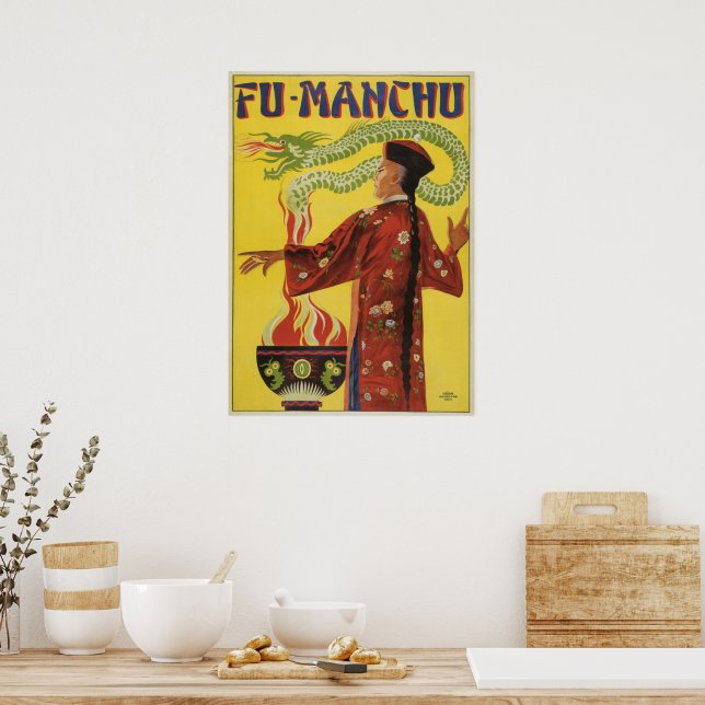 fu manchu シルクスクリーン　ポスター Poster de Magia Vintage, Mágico Fu-Manchu | Zazzle Brasil