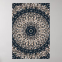 Poster de Mandala de Coruja Negra e Branca