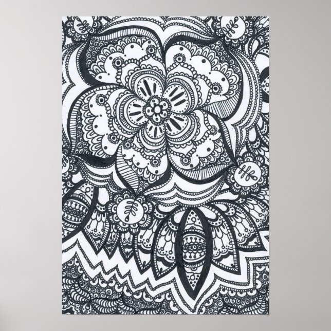 Poster de Mandala de Flor Olhado. (Frente)