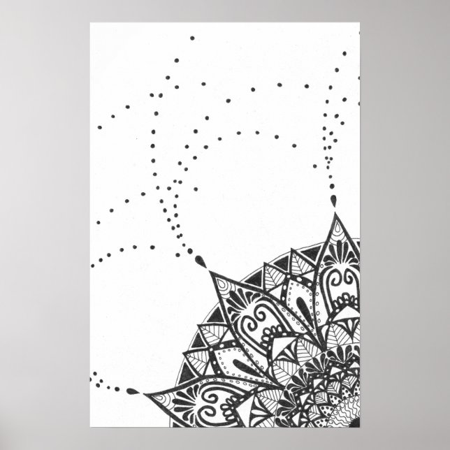 Poster de mandala preto e branco (Frente)