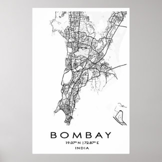 Poster de Mapa Bombaim/Mumbai | Maharashtra| Índia