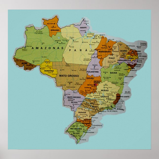 Poster de Mapa Brasileiro (Frente)