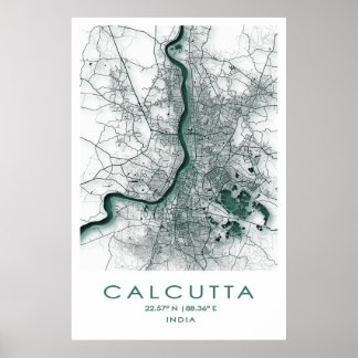 Poster de Mapa Calcutá/Kolkata| Bengala Ocidental|
